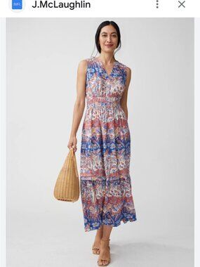 J. McLaughlin Red and Blue Floral Maxi Dress